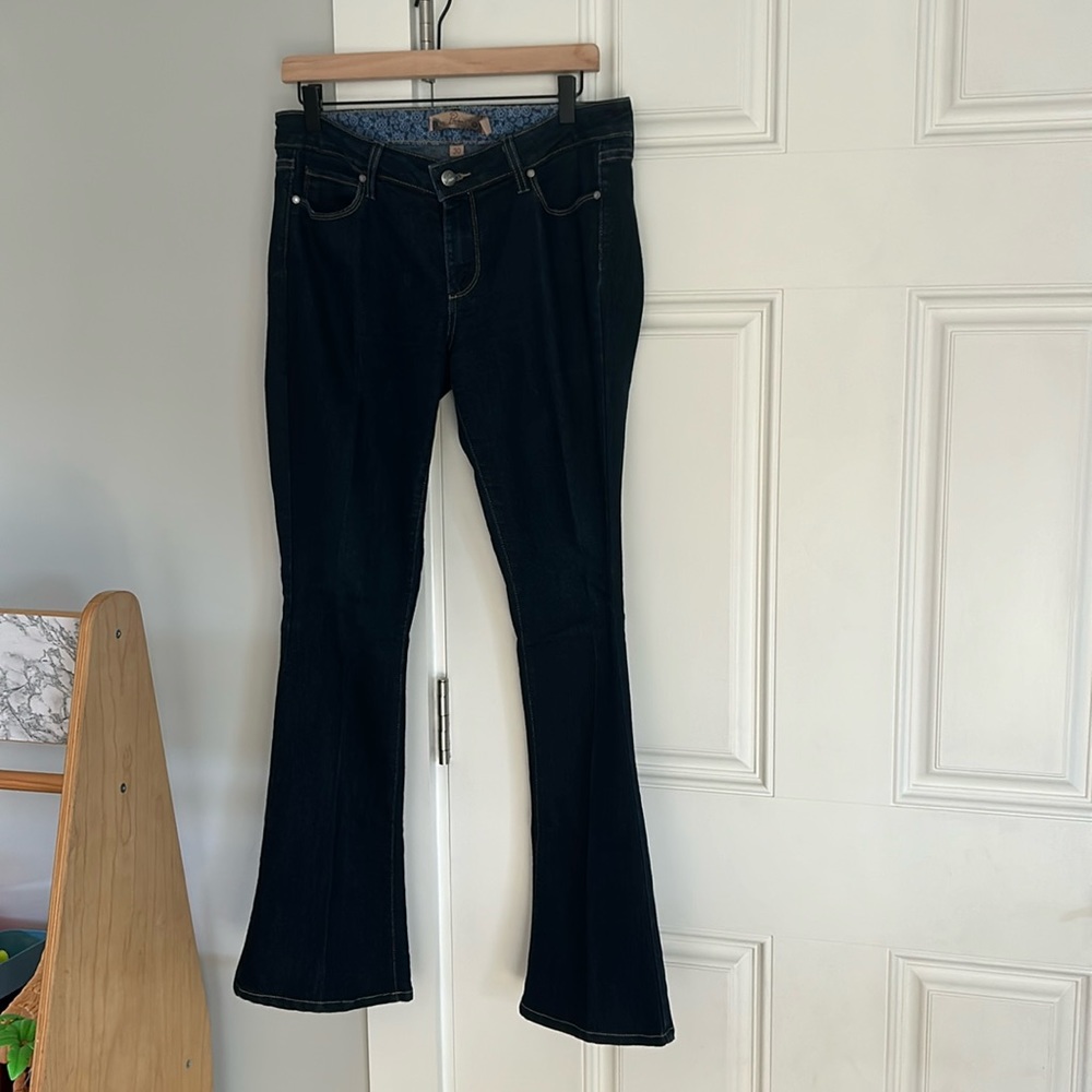 Paige Premium Denim Lou Lou Women Jeans Dark Wash Boot Cut Size 30 #27002